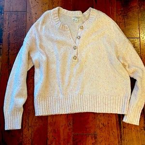 American Eagle Outfitters Cropped Henley Sweater - Pink Marble